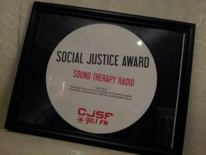 Sound Therapy Radio wins 2013 Social Justice Award